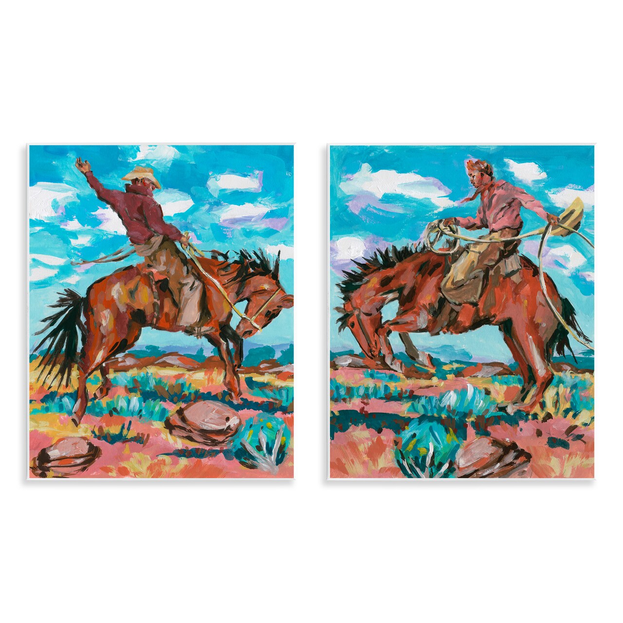 Stupell Industries Rustic Cowboys in Desert 2pc Wall Plaque Art Set Design by Melissa Wang